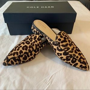 Cole Haan Piper Tan Calf Hair Mules Flats 9.5M NWT
